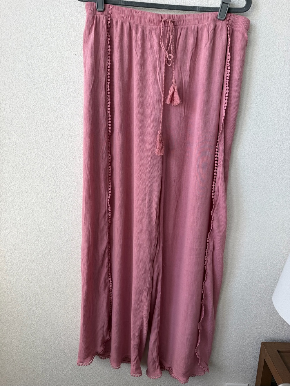 Chelsea28 Rose Pink Tassel Waist Swim Coverup Pants